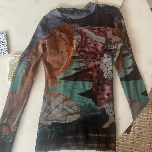 Jean Paul Gaultier Tops - Jean Paul Gaultier birth of Venus mesh long sleeve women’s small